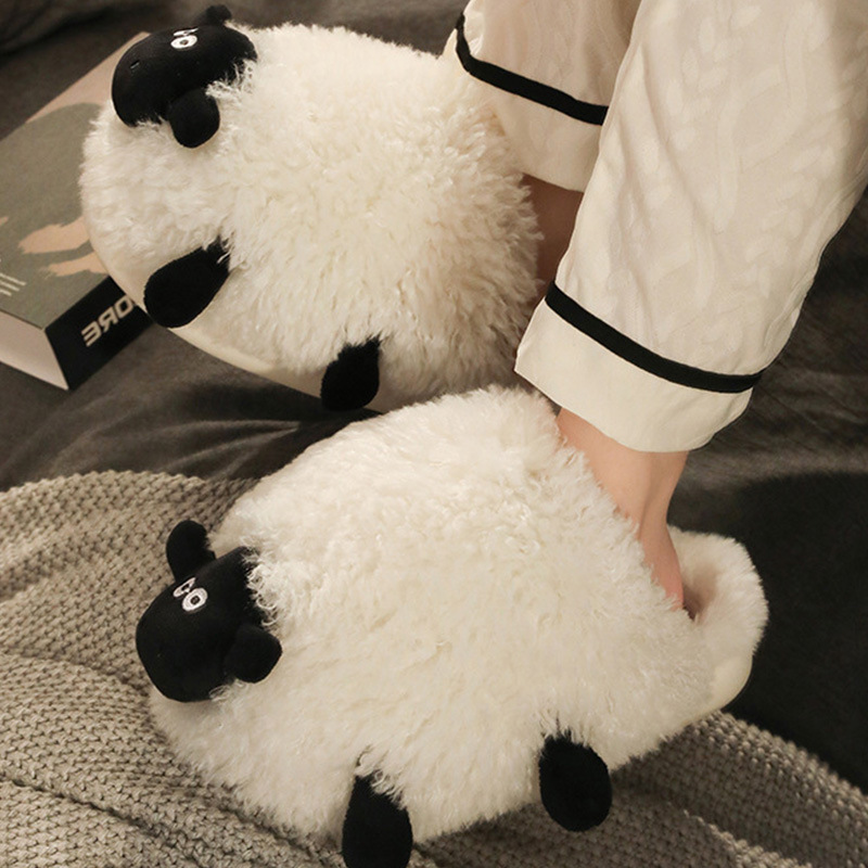 Cute Little Sheep Cotton Slippers for Women in Winter, Warm and Furry, Couple Ins Dormitory Students, Popular Home Shoes, Confinement Shoes Cute Little Sheep Cotton Slippers for Women in Winter, Warm and Furry, Couple Ins Dormitory Students, Popular Home Shoes, Confinement Shoes