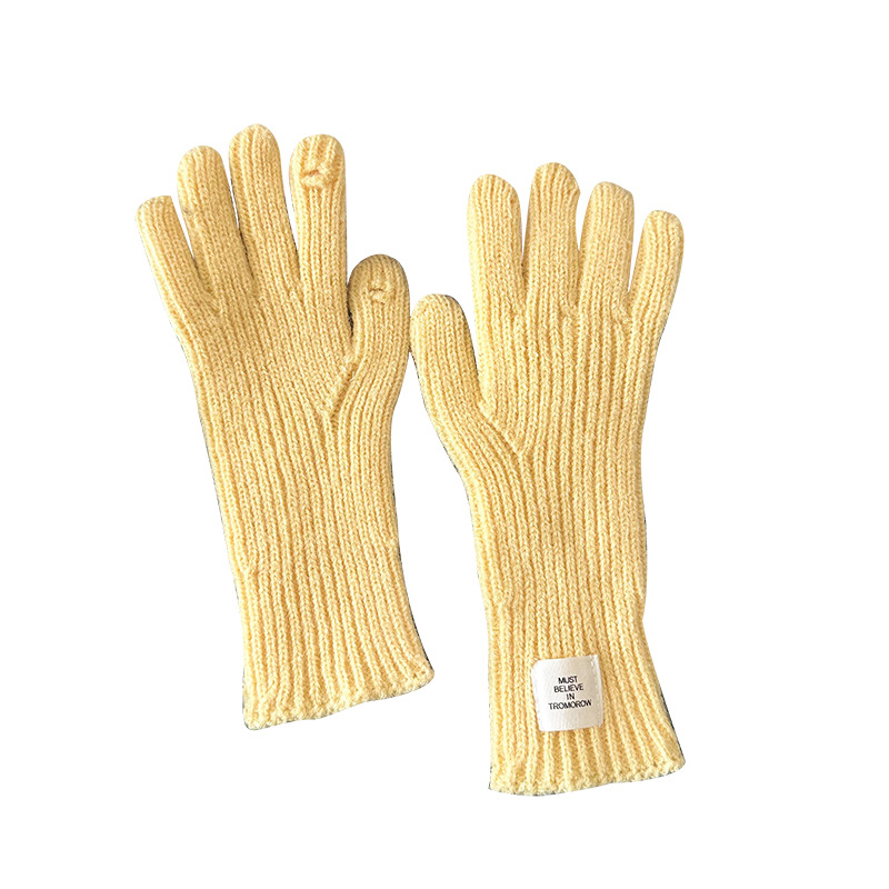 Guantes de mujer etiqueta de color caliente material opcional etiquetado guantes de punto de lana personalizados fábrica de fuente