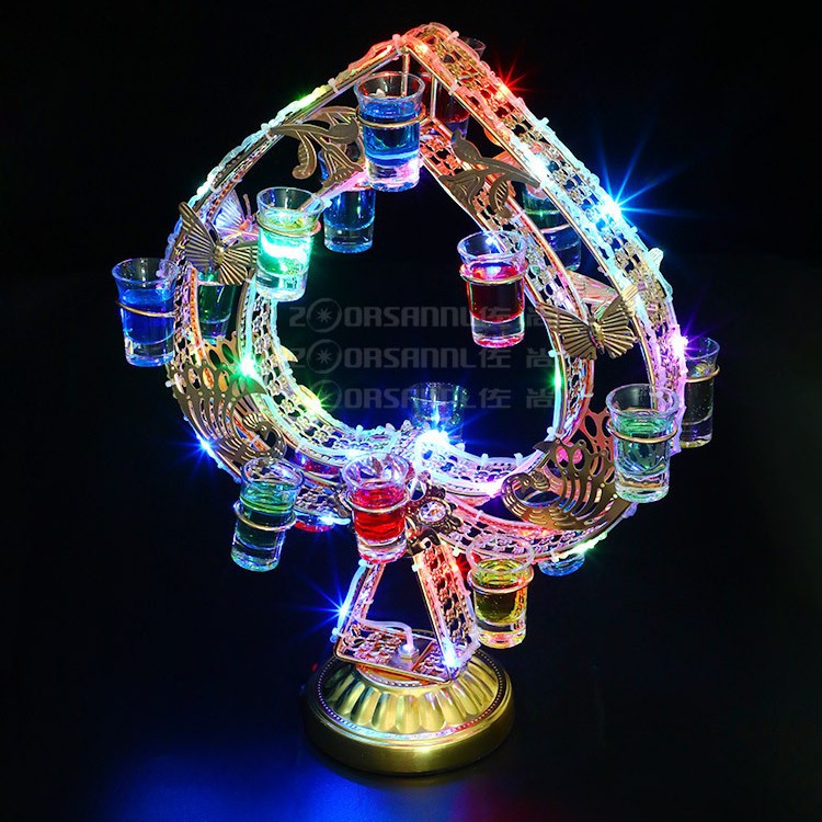 Zuochang espadas creativas cóctel rack LED espíritus portavasos bar KTV portavasos luminosa titular de la taza de la bala