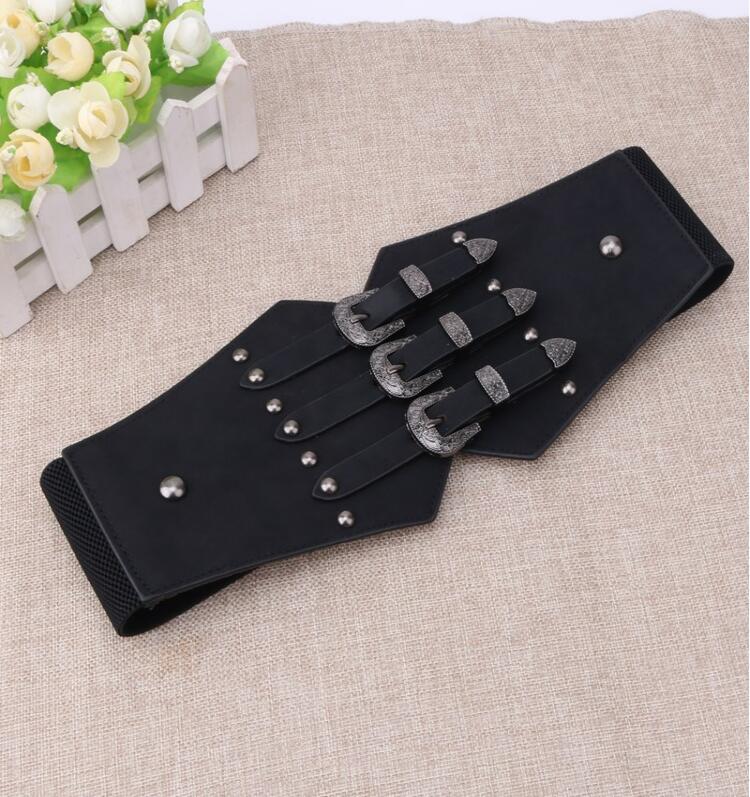 Neue Gürtel Mode Taille Abdeckung frauen Kleid Hemd Dekoration frauen Vielseitig Breiten Gürtel Elastische Taille Schwarz_voghion.com