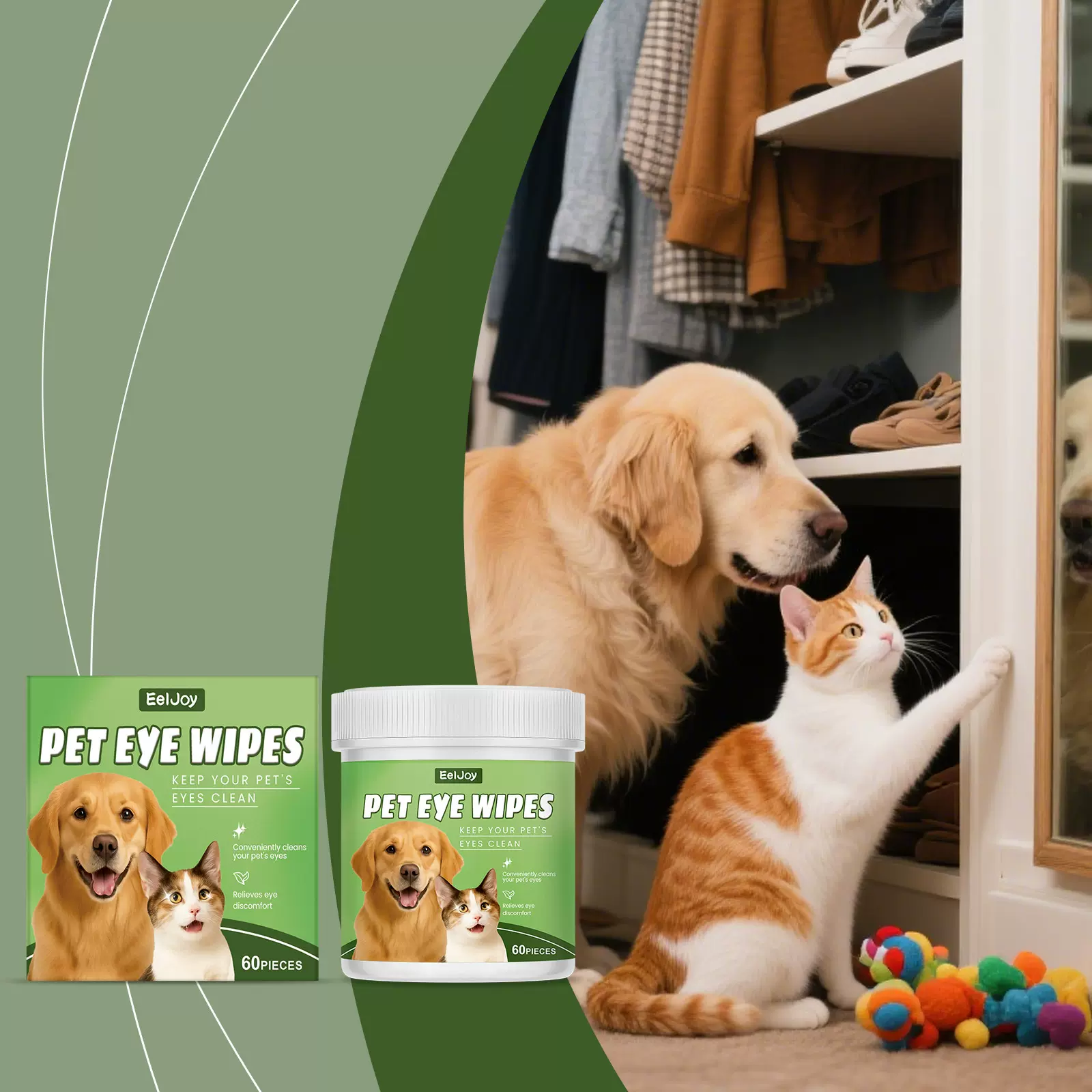 EELJOY 宠物眼部湿巾 温和不刺激清洁去泪痕污垢耳部免洗护理