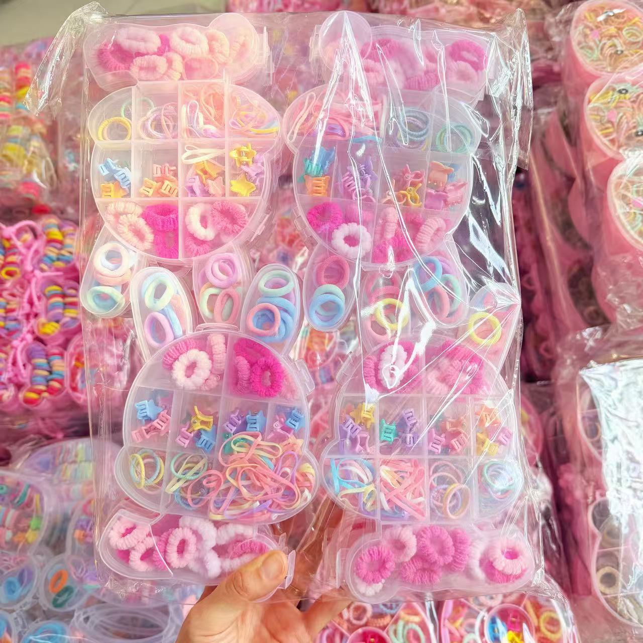 Mini cabeza de princesa en caja, clip de agarre pequeño, clip de flequillo, horquilla rota en la frente, banda elástica para niños, no daña el cabello, anillo del pulgar al por mayor image 95