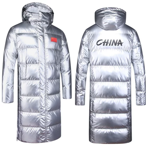 Chinese team sports plus velvet coat football training Winter thickened cotton coat basketball winter training lengthened over-the-knee coat
