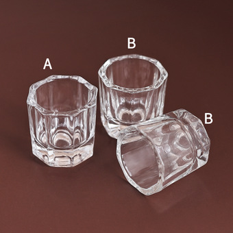 厂家批发美甲工具八角杯水晶杯玻璃洗笔杯小八角装水晶液容器杯子