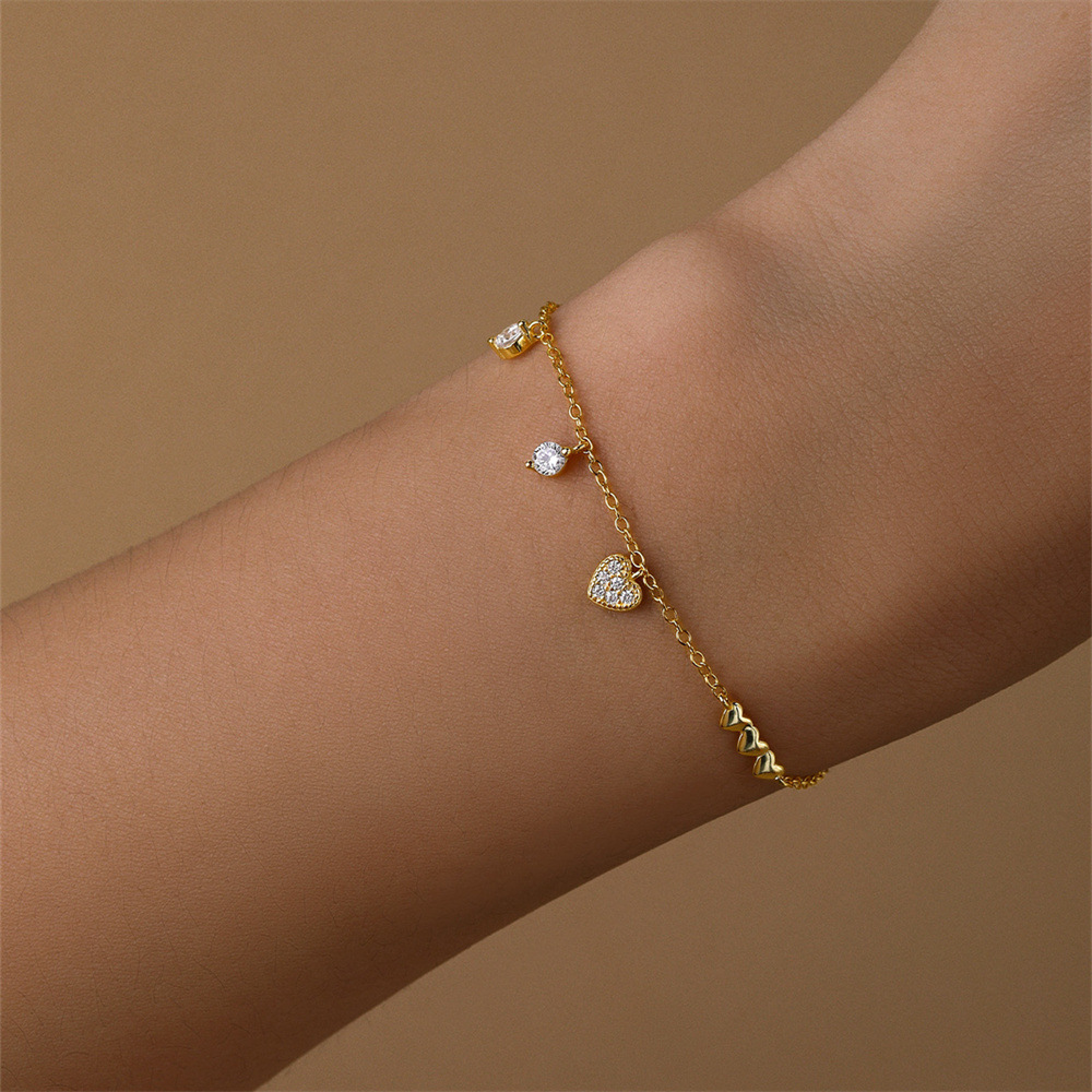 925 sterling silver Chain Material cable chain Chain Type 925 Sterling Silver Cable Chain Multi Charms Bracelet Bracelets IG Style Simple Style