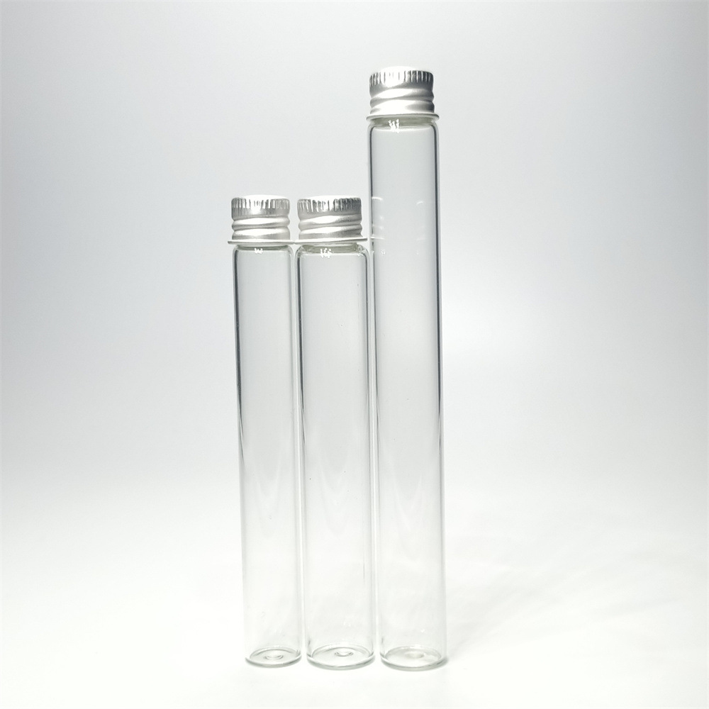 【热销酒瓶】工厂供应30m螺口l玻璃玻璃试管瓶配卷边铝盖
