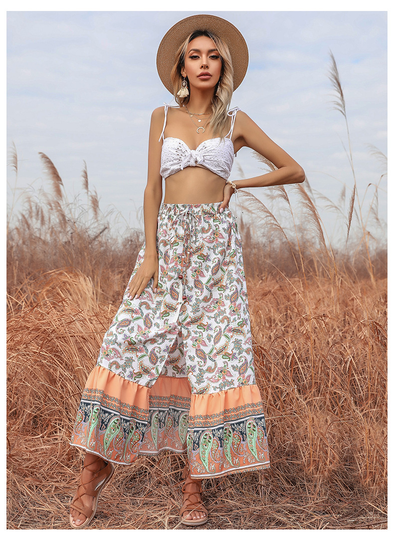 women s floral a-line ethnic print slit  mid-length skirt nihaostyles wholesale clothing NSDMB79418