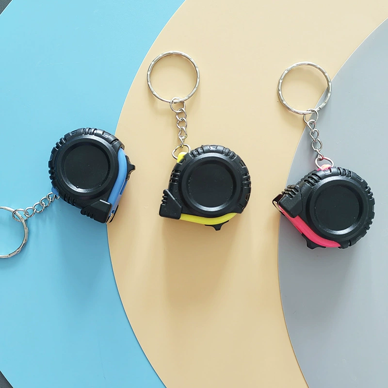 Индивидуальный брелок для ключей: 1 м маленькая стальная рулетка с резиновой кожаной чехол для окружающей среды 3FT подарочная мини рулетка