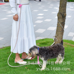 亚马逊现货批发大中小型犬宠物牵引绳可调节遛狗防爆冲编织狗链