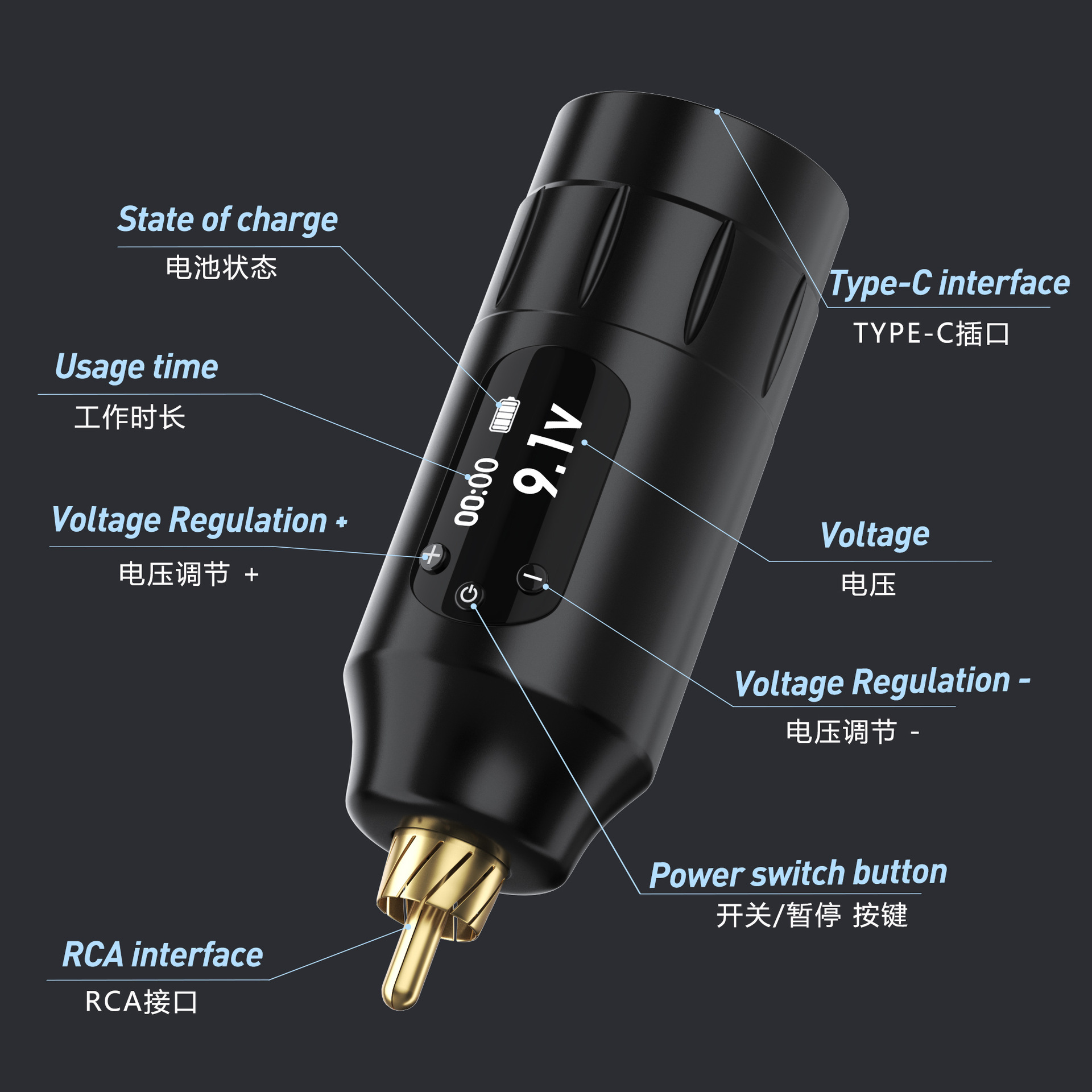 Tuffking mini tatuaje batería pantalla de alta definición de gran capacidad y conveniente fuente de alimentación móvil carga inalámbrica USB image 3