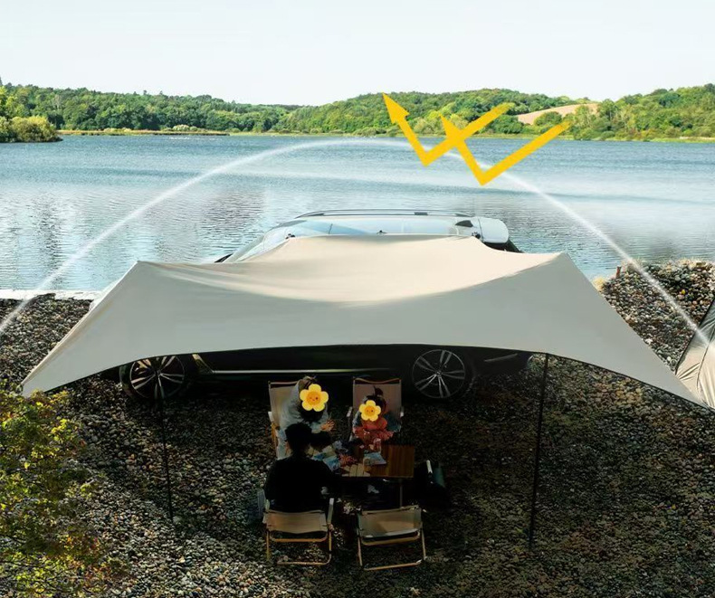 Outdoor canopy tent with black sunscreen, sunshade, camping side tent, off-road vehicle self-driving equipment canopy