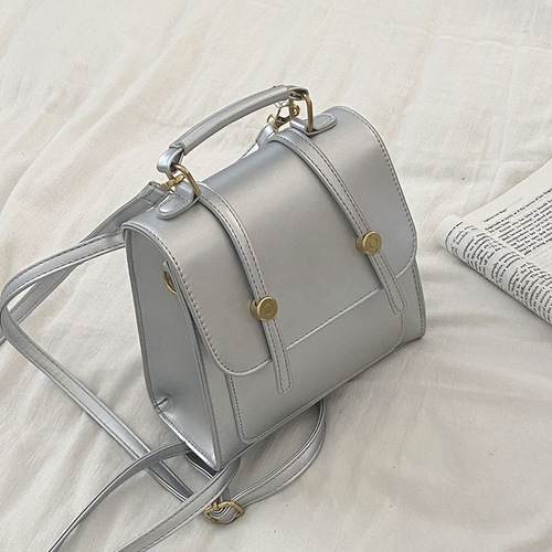 Niche American retro backpack British diagonal buckle small square bag commuter student brown small backpack new style