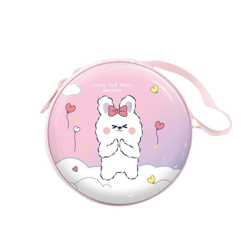 Новая круглая портативная сумка-кошелек из жести с мультяшными животными для хранения мелочи и наушников для детей