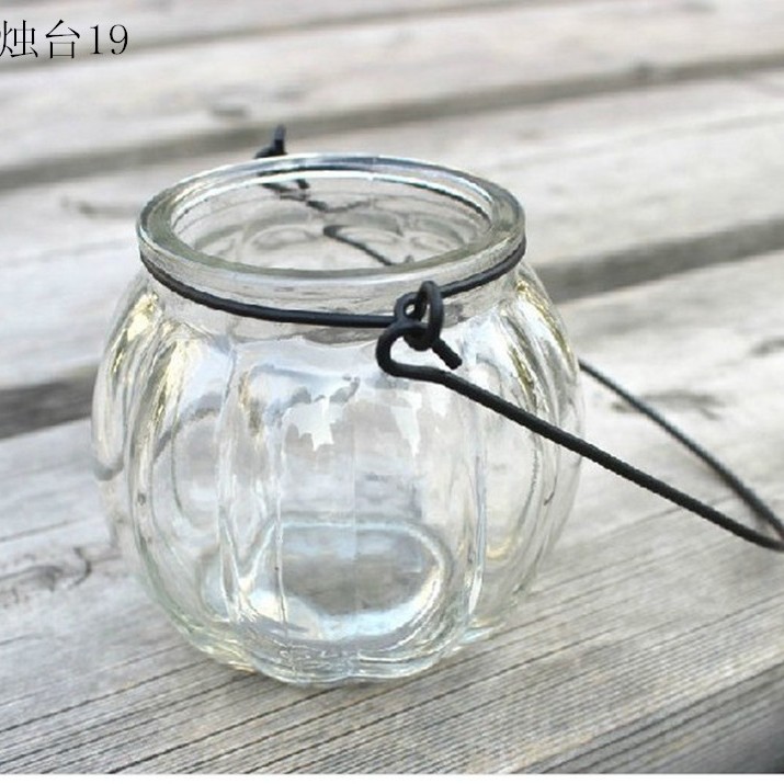 厂家直销玻璃瓶 南瓜吊瓶 蜡烛台透明喷涂界面欢迎新老客户下单