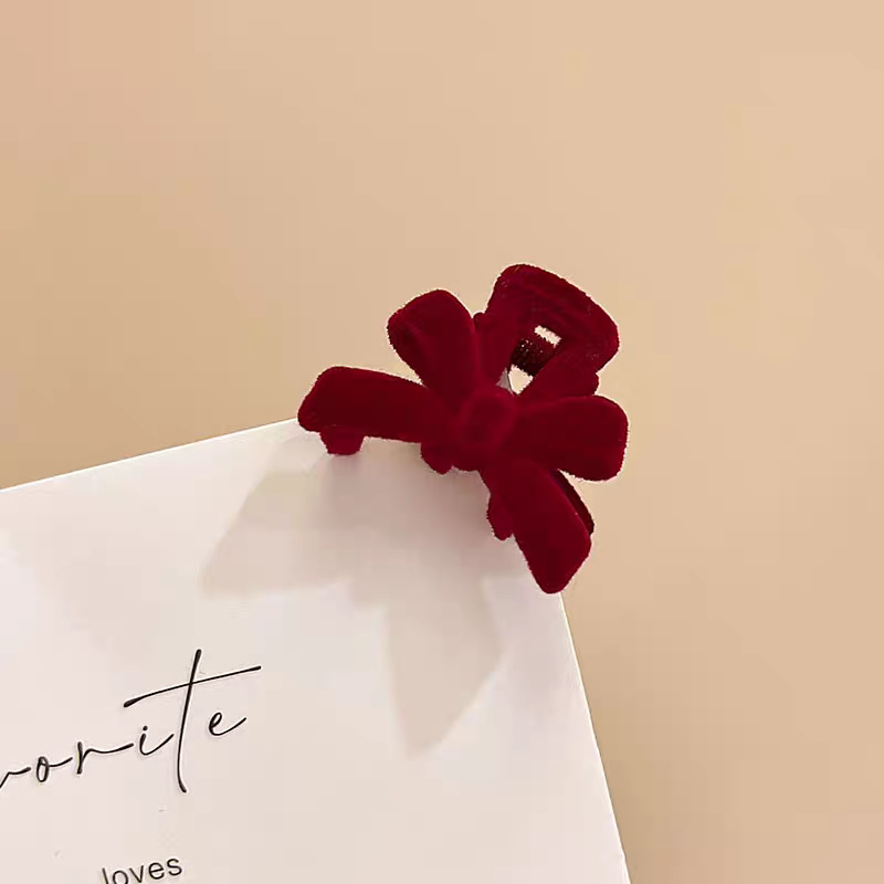 9#Bow red flocked small gripper 3cm (single pack)