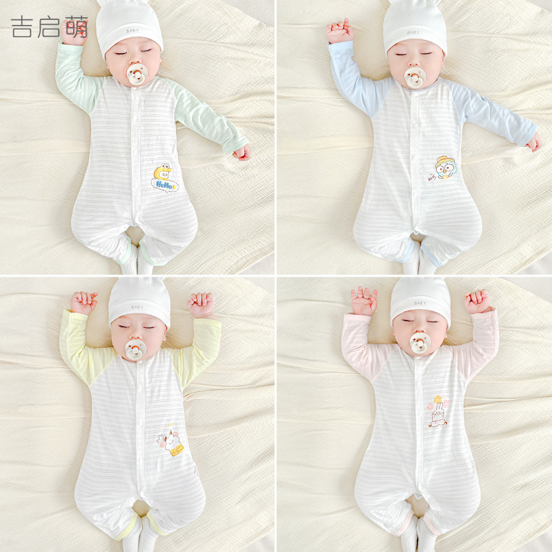 Bebé mono verano recién nacido algodón fino pijamas con aire acondicionado hombres y mujeres niños pequeños ropa de verano mami ropa de bebé