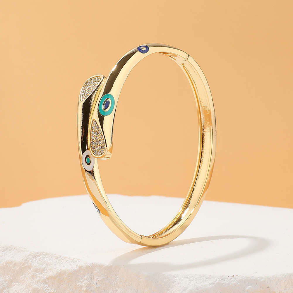 Fashion Geometric Copper Plating Zircon Bangle 1 Piece