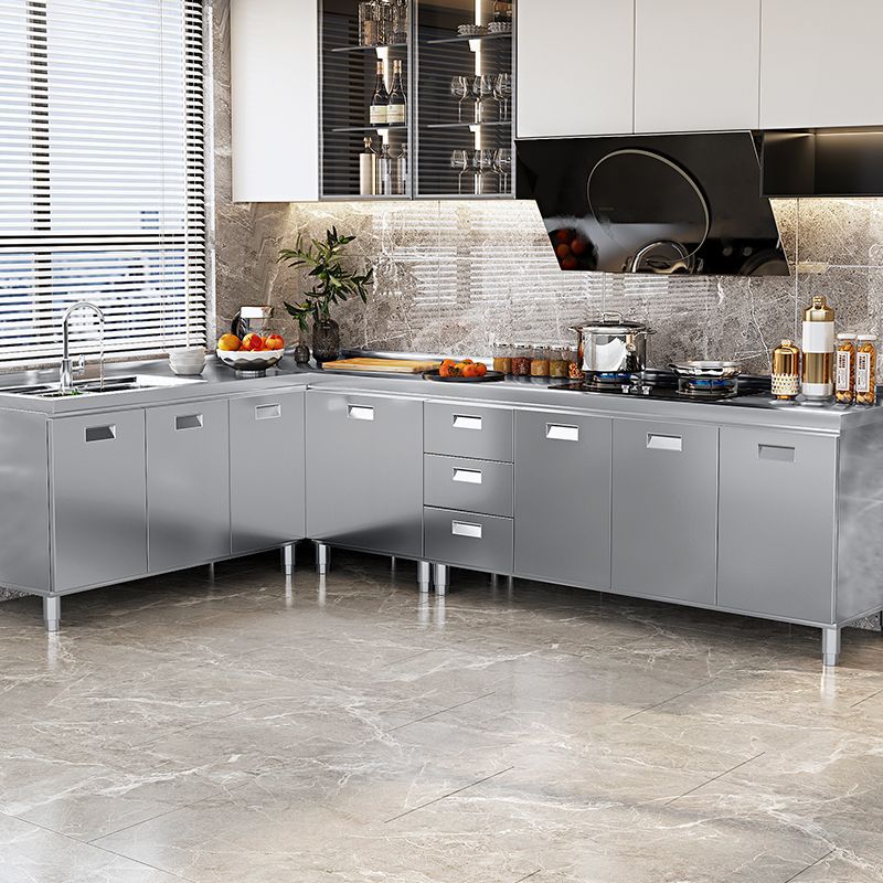 Wholesale 304 Stainless Steel Kitchen Cabinets Integrated Kitchen Cabinets Household Small Stove Basin Integrated Storage