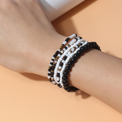 European and American cross-border personalized Instagram-style bracelets Bohemian-style rice bead acrylic multi-layer bracelets for women F16320