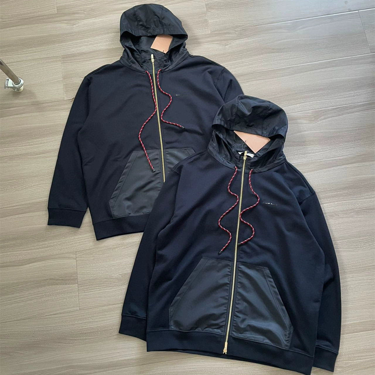 miu抽绳拉链连帽外套 25秋男女情侣同款卫衣大口袋董思成跨境代发