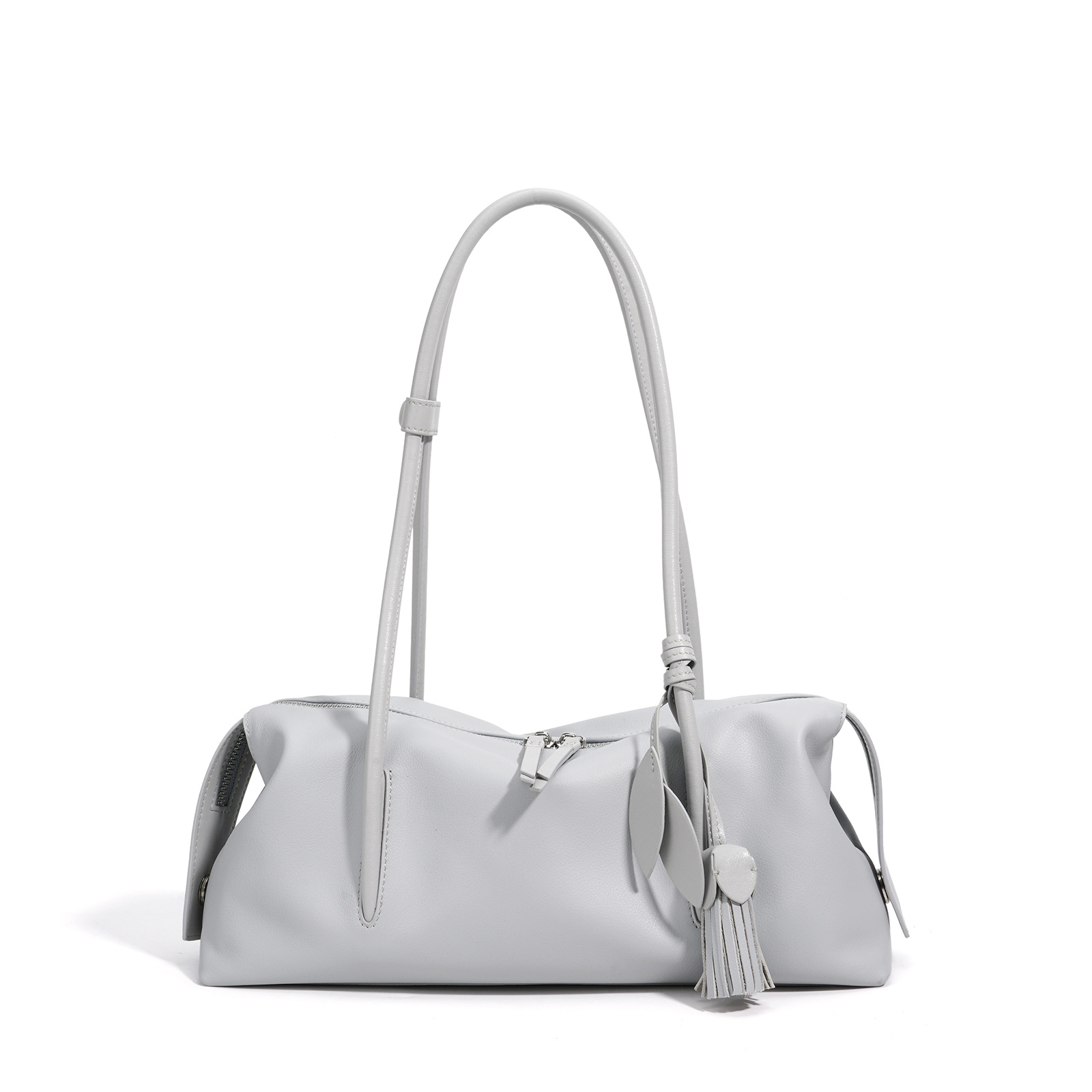 Spring/Summer New Boston Pillow Bag Top Grain Cowhide Handbag Underarm Bag For Women Casual Large Capacity Shoulder Bag - Thumbnail 8