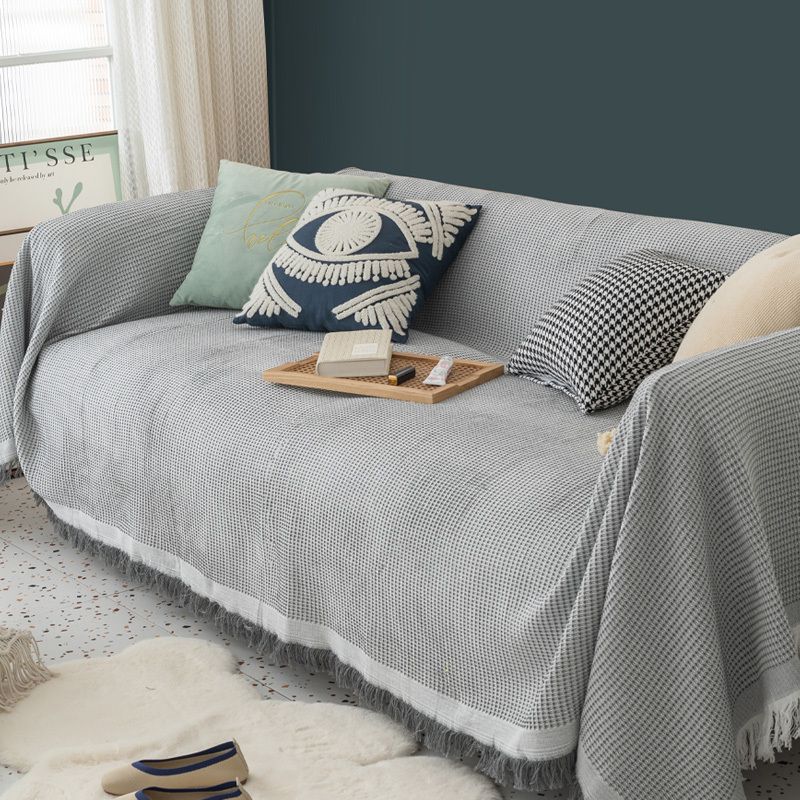 Ins Style Sofa Towel Sofa Cover Cloth Full Cover Universal Cover Towel Full Cover Sofa Cover Interwoven Waffle Volcanic Ash