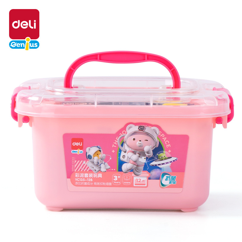 Déli YC135 - 12 / 24 caja de herramientas de color conjunto de barro de color para niños de escuela primaria arcilla de goma de plástico ultraligera hecha a mano