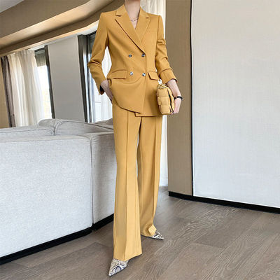 2021 Korean Edition suit suit leisure time British style Occupation Wide leg pants yellow CEO man 's suit