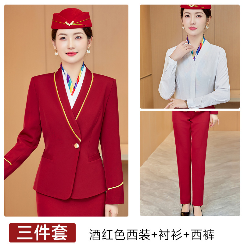 Женский бордовый костюм + рубашка + брюки