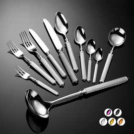 工厂直供304锻打高档酒店家用不锈钢餐具牛排刀叉勺甜品勺咖啡勺