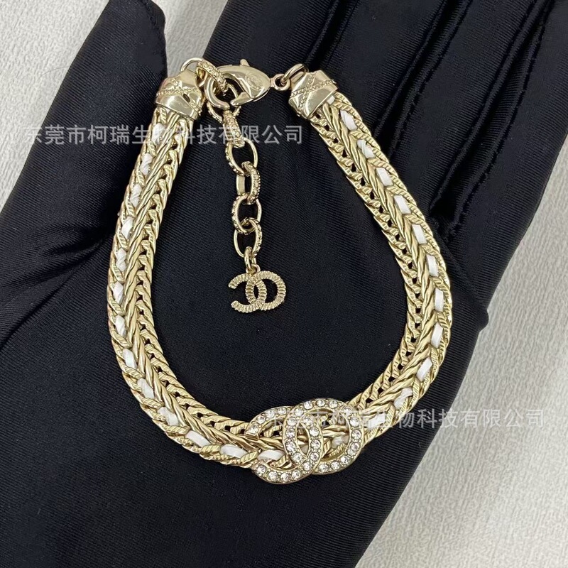 Factory Direct Shot of Chanel-Style Lettered Black Leather Cord Bracelet for Women, Chanel Fashion Trendy Snake Bone Chain Jewelry Wholesale Factory Direct Shot of Chanel-Style Lettered Black Leather Cord Bracelet for Women, Chanel Fashion Trendy Snake Bone Chain Jewelry Wholesale