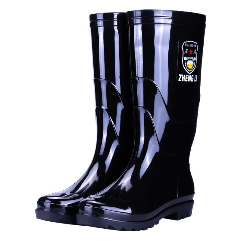 Zhengli Mei Men's Safety Shoes, Rain Boots, Waterproof, Non-Slip, Thickened with Fleece Lining, Acid and Alkali Resistant, Extra High Water Shoes Wholesale