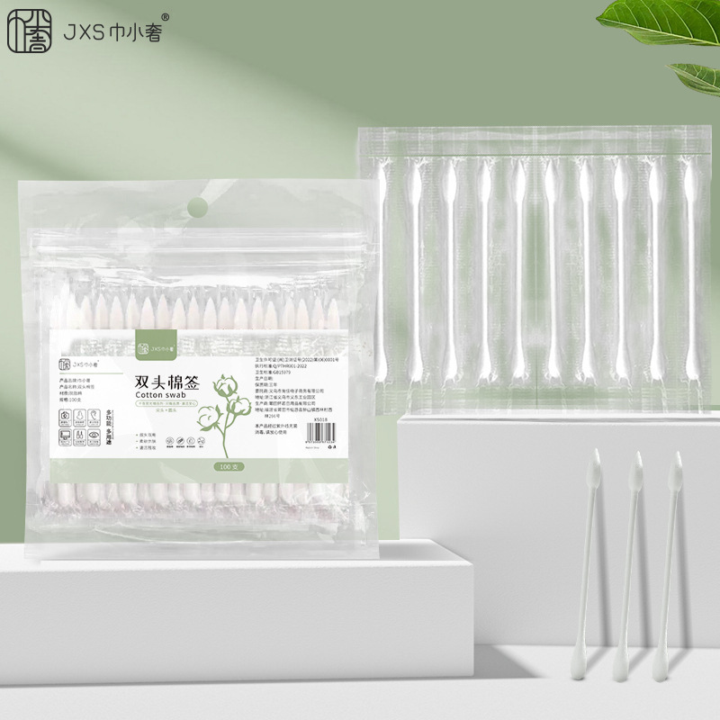 Travel portable 100 individually packaged cotton swabs portable disposable double-headed cotton swabs for cleaning and makeup wholesale