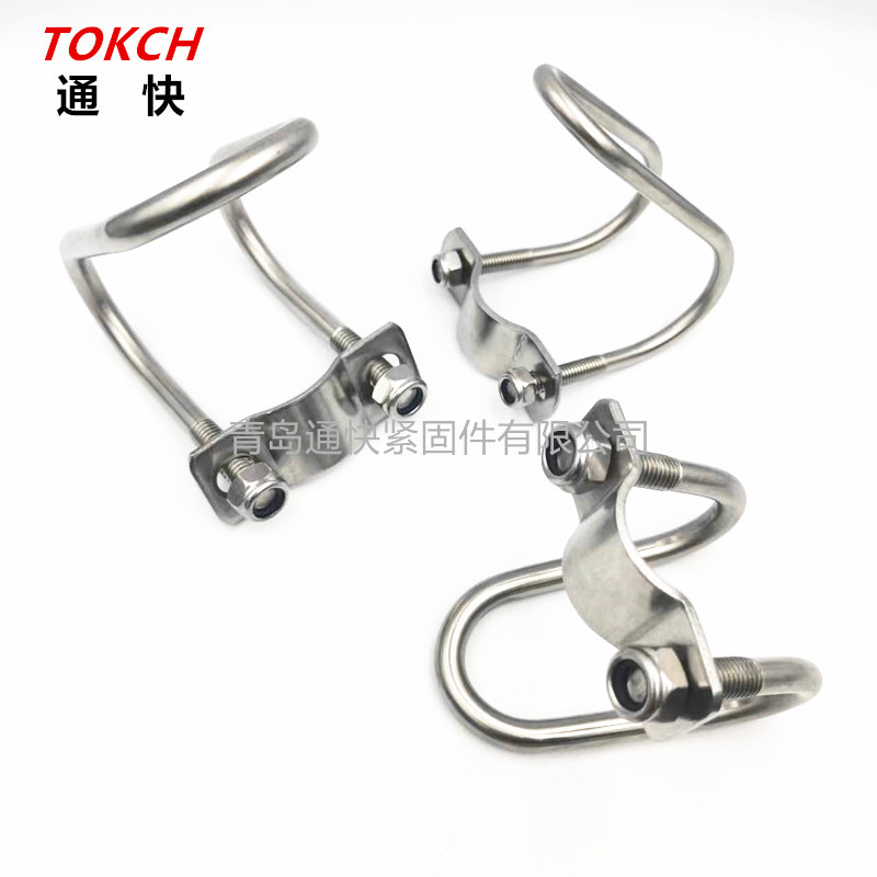 304不锈钢双U型螺栓螺丝 十字U形管卡 养猪畜牧设备栏位 大棚管卡