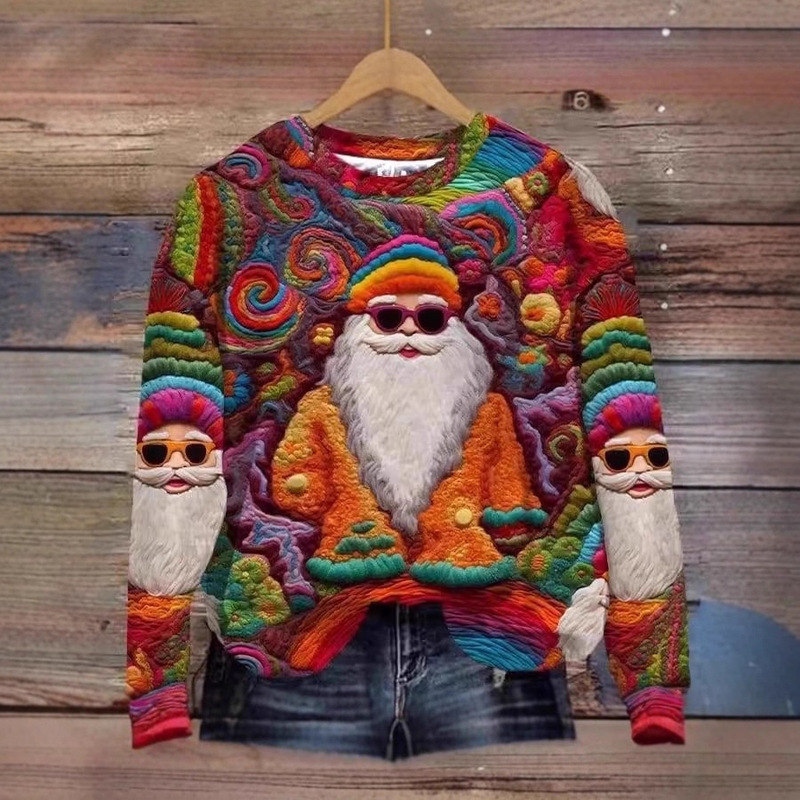 Christmas 3D Digital Printed Sweatshirt New Loose Christmas Tree Pullover 2025 New European and American Round Neck Sweatshirt Christmas 3D Digital Printed Sweatshirt New Loose Christmas Tree Pullover 2025 New European and American Round Neck Sweatshirt