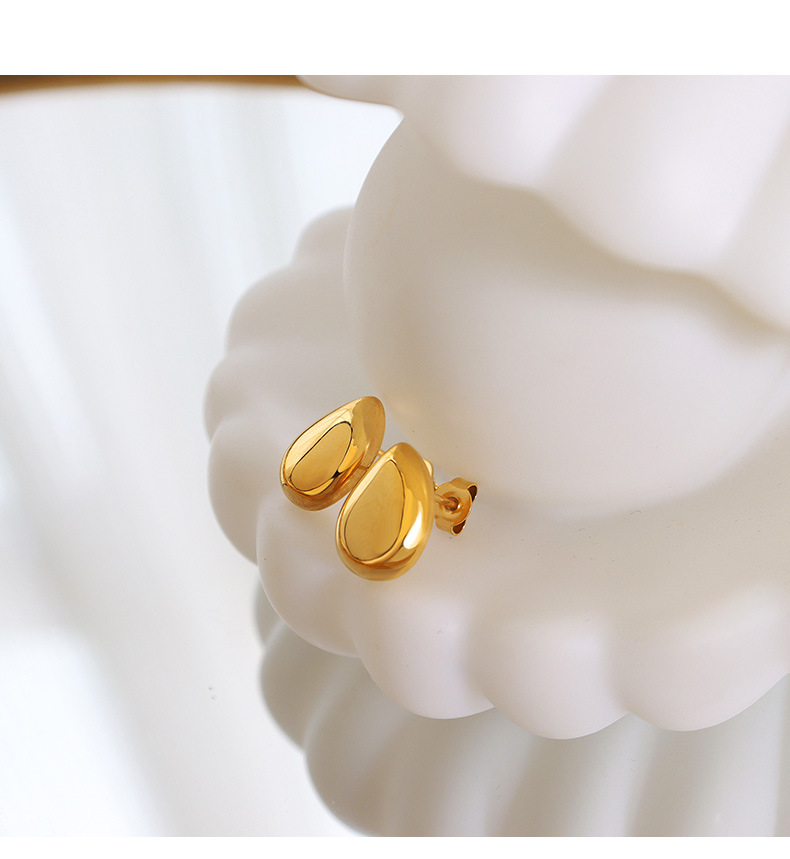 Retro Geometric Water Drop Shape Female Titanium Steel 18K Gold Plating Earring Ornament