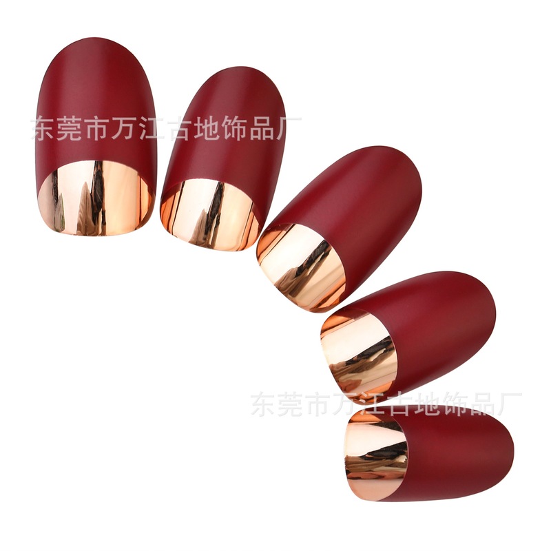 Fake Nail Producer Adult Fake Nail Piece Wearing Nail Gold Plating + Matte Printing Fake Nail Producer Adult Fake Nail Piece Wearing Nail Gold Plating + Matte Printing