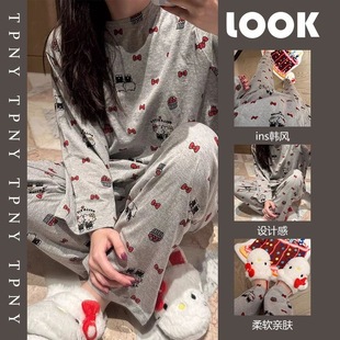 Cross-border Explosions Spring and Autumn Pajamas Women's Long-sleeved Cute Cartoon Loose Exterior-style College-style Home Clothes Women's Suit
