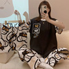 Summer cartoon pijama, shorts, trousers, set, with short sleeve, 3 piece set