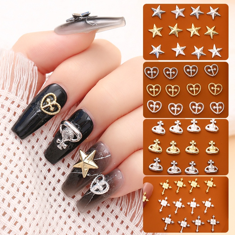 Cruz planetaria aleación de amor joyas de manicura Saturno uñas para usar accesorios de metal DIY