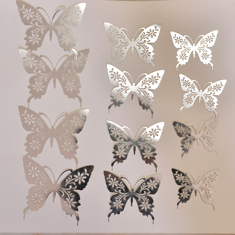 Mariposa hueco Comercio exterior color 12 piezas pegatinas tridimensionales decoración de la pared pegatinas de pared de fondo arte fiesta en casa