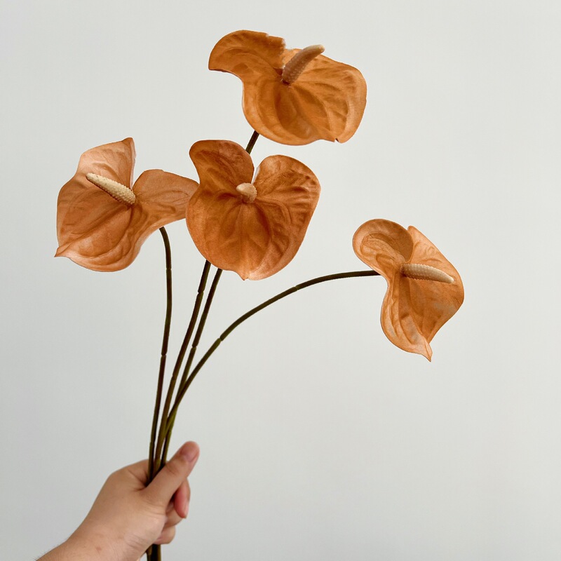With Yang Simulation Palm high quality PU Mini small size Pink Palm Green Palm Single Fake Flower Wedding Decoration Home Floriculture