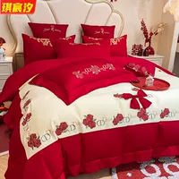Элитный хлопковый комплект, 4 предмета, с вышивкой, постельное белье