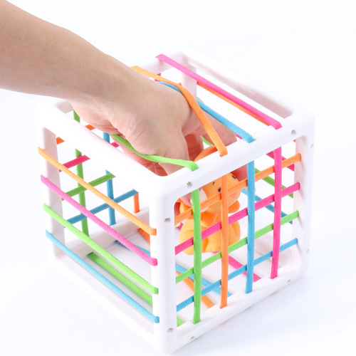 Cross-border Amazon baby early education color recognition hand shape sensory training cube toy rainbow stack and sort