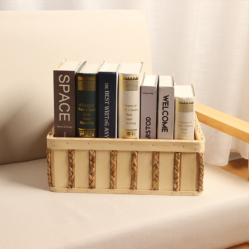 Customizado transfronterizo YiRan pieza de madera cesta de ropa sucia tejida a mano gran cesta de almacenamiento de ropa sucia cesta de almacenamiento de ropa doméstica