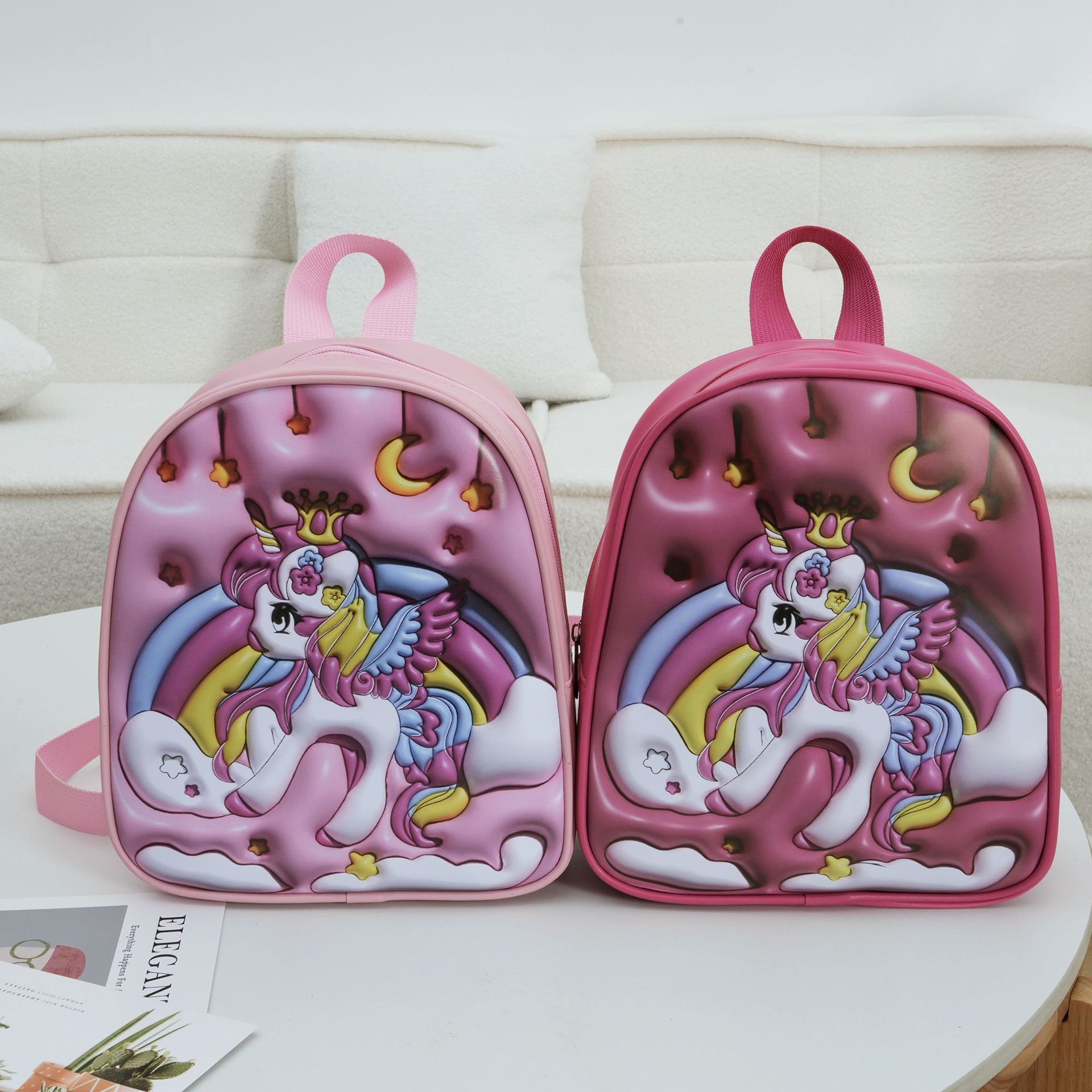 Mochila para niños 2023 nueva impresión digital 3D unicornio mochila kindergarten niñas de dibujos animados mochila al por mayor