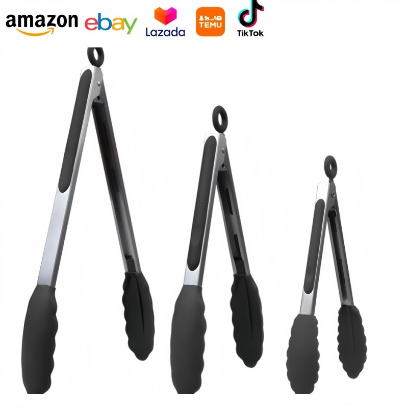 Silicone High Temperature Resistant Food Clips Stainless Steel Food Clips Bread Clips Barbecue Clips Anti-Scalding Barbecue Clips Kitchen Supplies