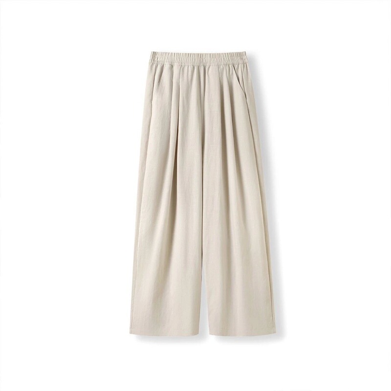 Cabinet Clearance 2026 Summer New Women's Fashion Linen Tencel Thin Balloon Pants Wide-Leg Loose Casual Nine-Point Pants