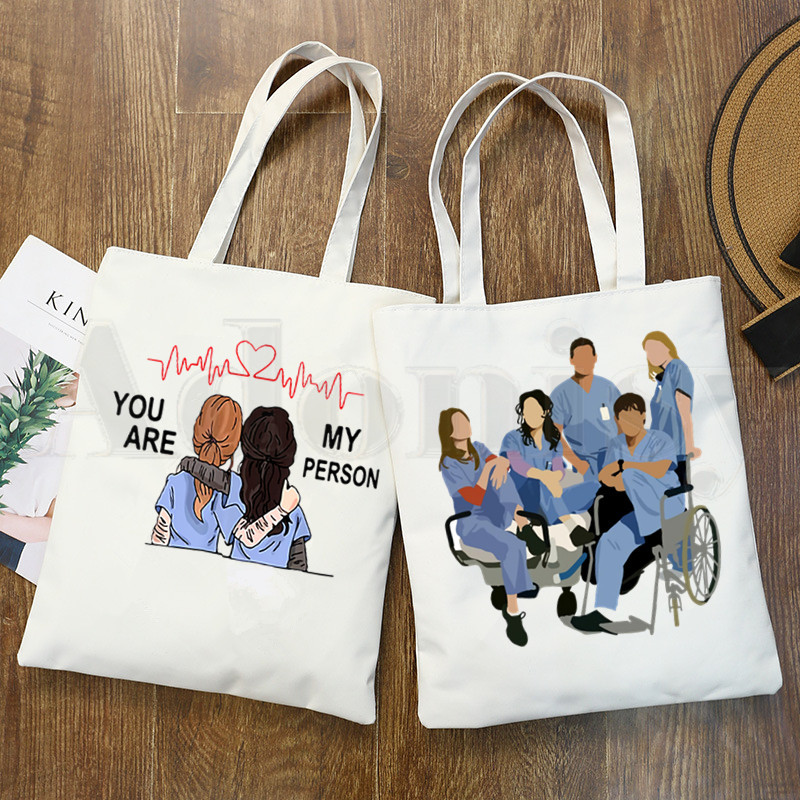 跨境Greys Anatomy You re My Person印花帆布包单肩包手提购物袋