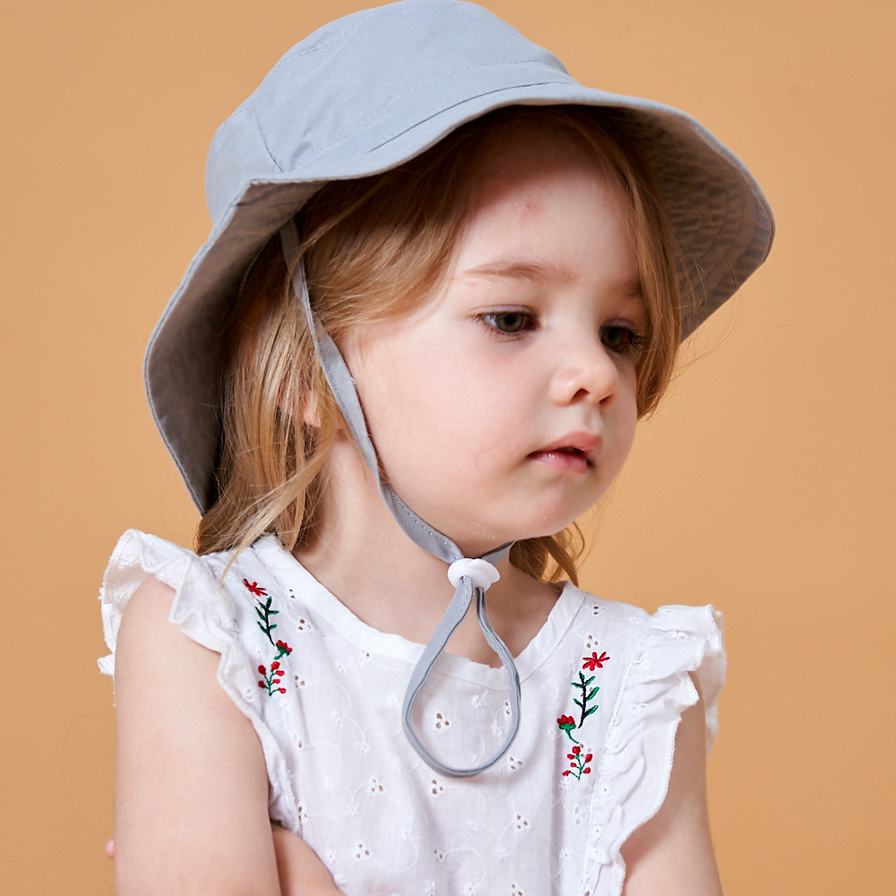 Children Unisex Cute Solid Color Flat Eaves Sun Hat display picture 6